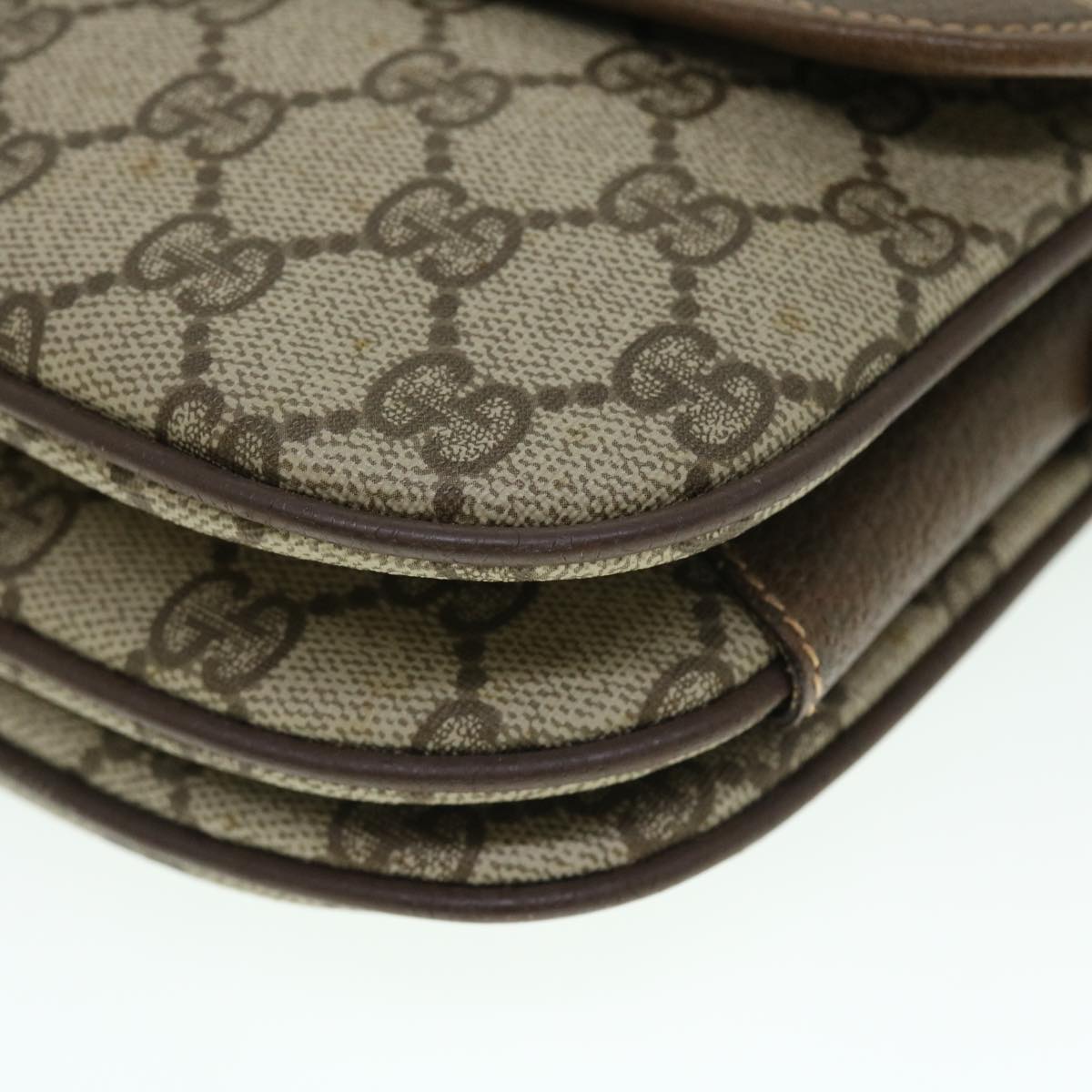 GUCCI GG Canvas Web Sherry Line Shoulder Bag PVC Leather Beige Red ep1504
