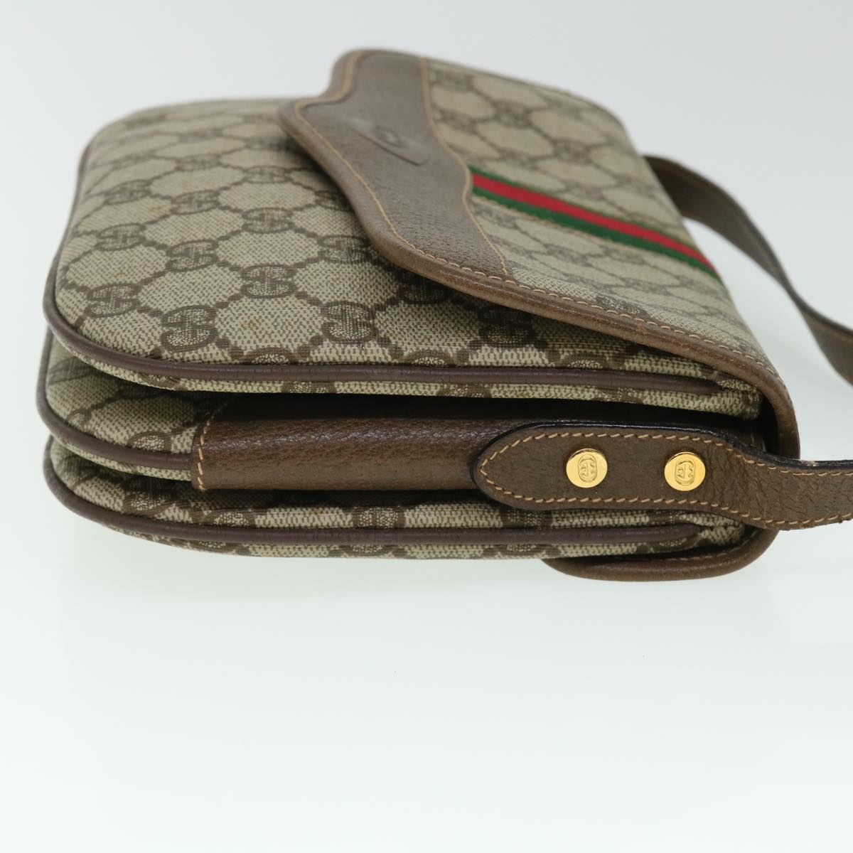 GUCCI GG Canvas Web Sherry Line Shoulder Bag PVC Leather Beige Red ep1504