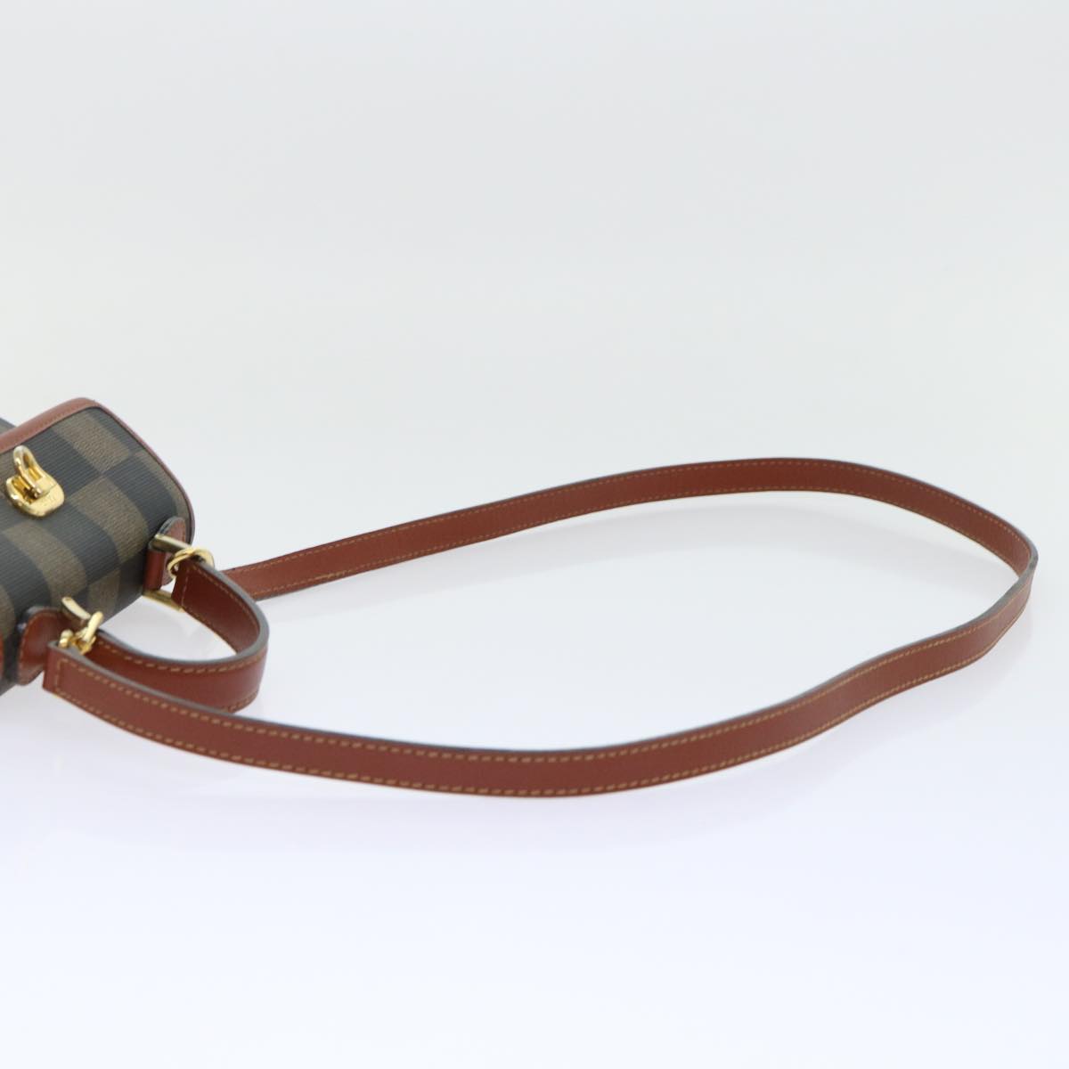 FENDI Pecan Canvas Shoulder Bag PVC Leather 2way Khaki Brown ep1539