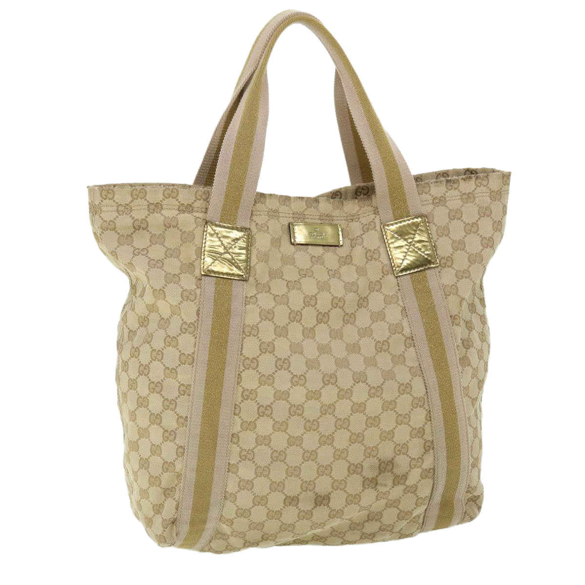 GUCCI GG Canvas Sherry Line Tote Bag Beige Pink gold 189669 ep1541