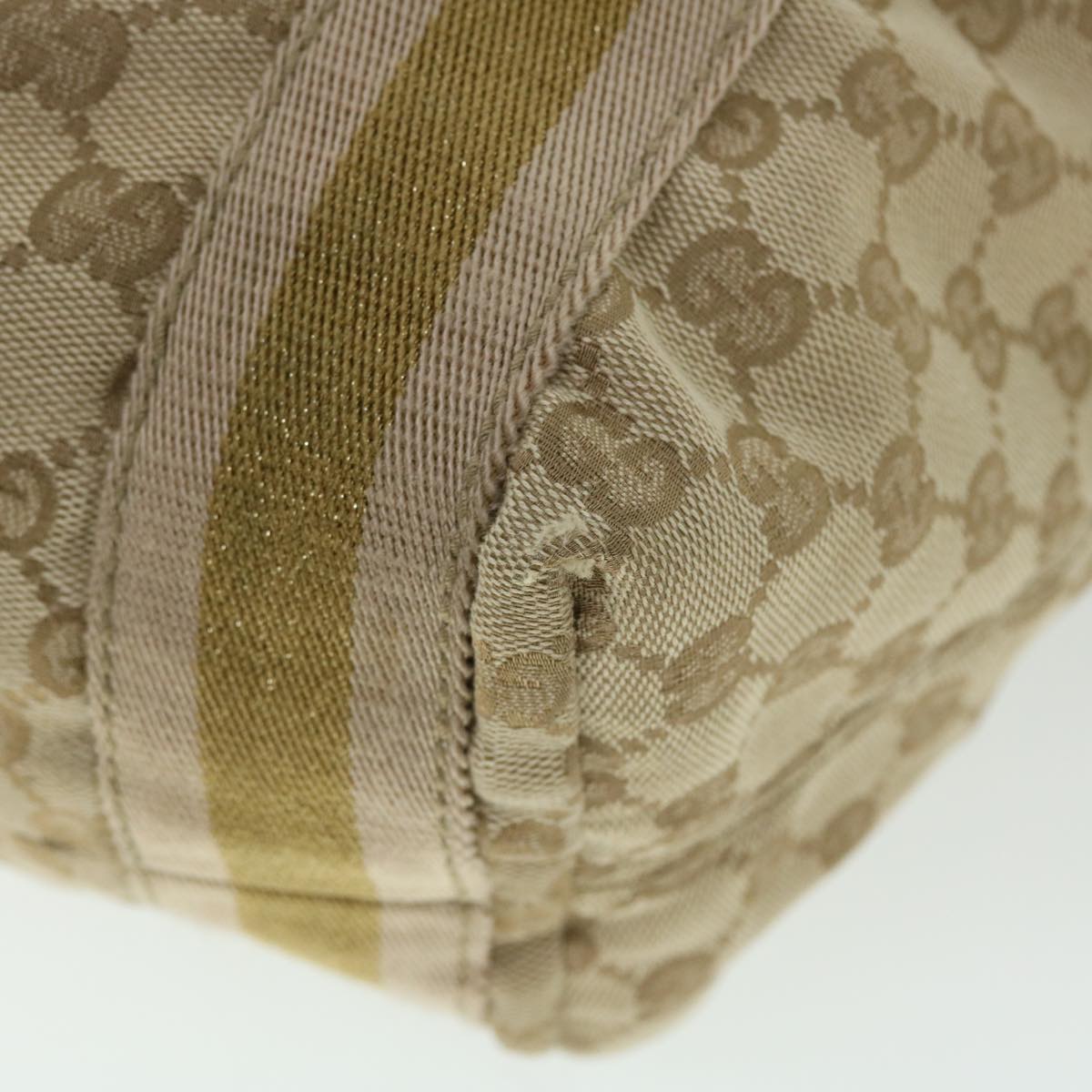 GUCCI GG Canvas Sherry Line Tote Bag Beige Pink gold 189669 ep1541