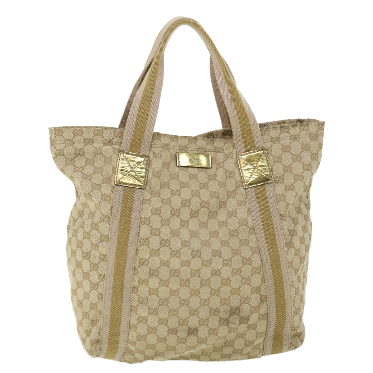 GUCCI GG Canvas Sherry Line Tote Bag Beige Pink gold 189669 ep1541