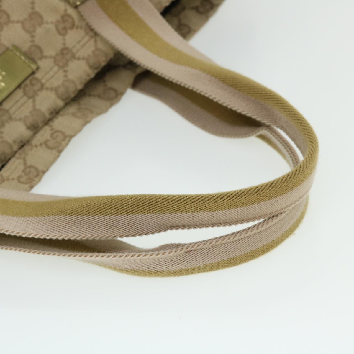 GUCCI GG Canvas Sherry Line Tote Bag Beige Pink gold 189669 ep1541