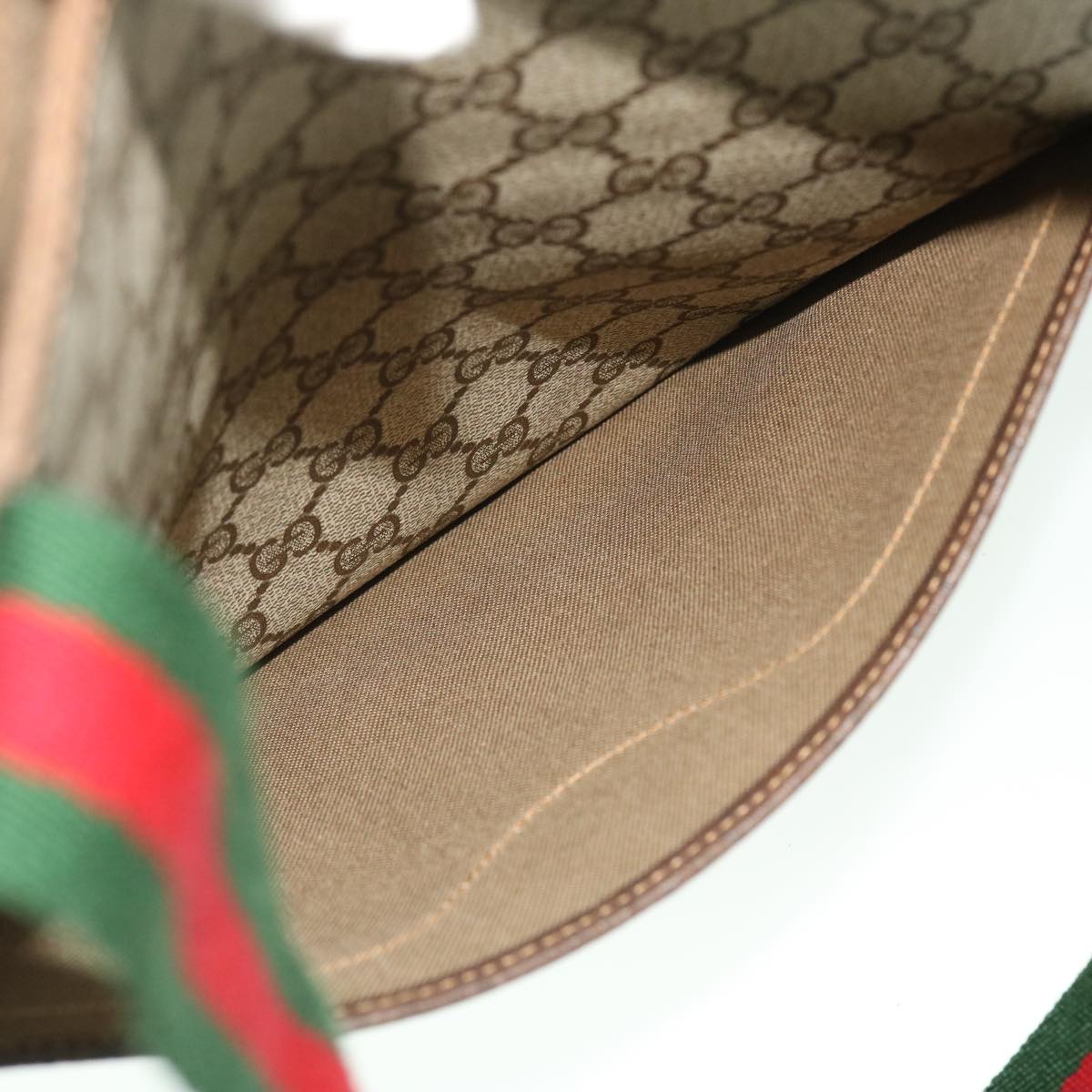 GUCCI GG Canvas Web Sherry Line Tote Bag PVC Leather Beige 40 02 003 ep1554