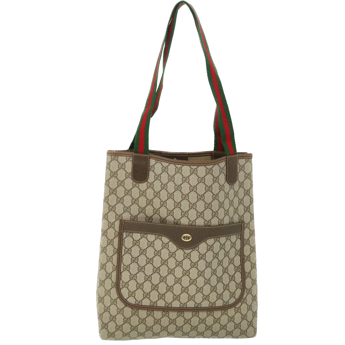 GUCCI GG Canvas Web Sherry Line Tote Bag PVC Leather Beige 40 02 003 ep1554
