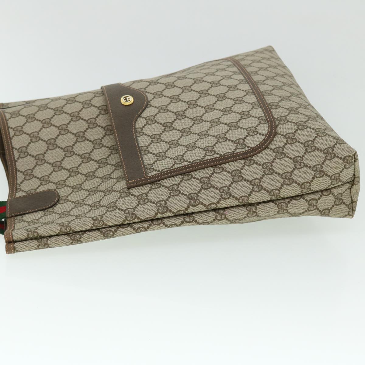 GUCCI GG Canvas Web Sherry Line Tote Bag PVC Leather Beige 40 02 003 ep1554