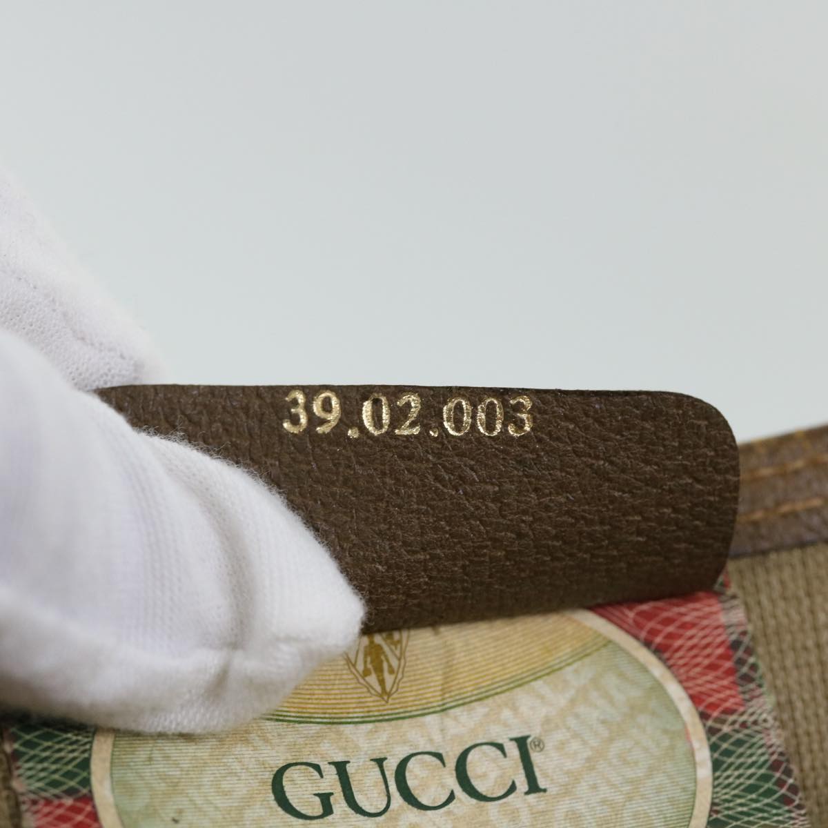 GUCCI GG Canvas Web Sherry Line Tote Bag PVC Leather Beige 39 02 003 ep1555