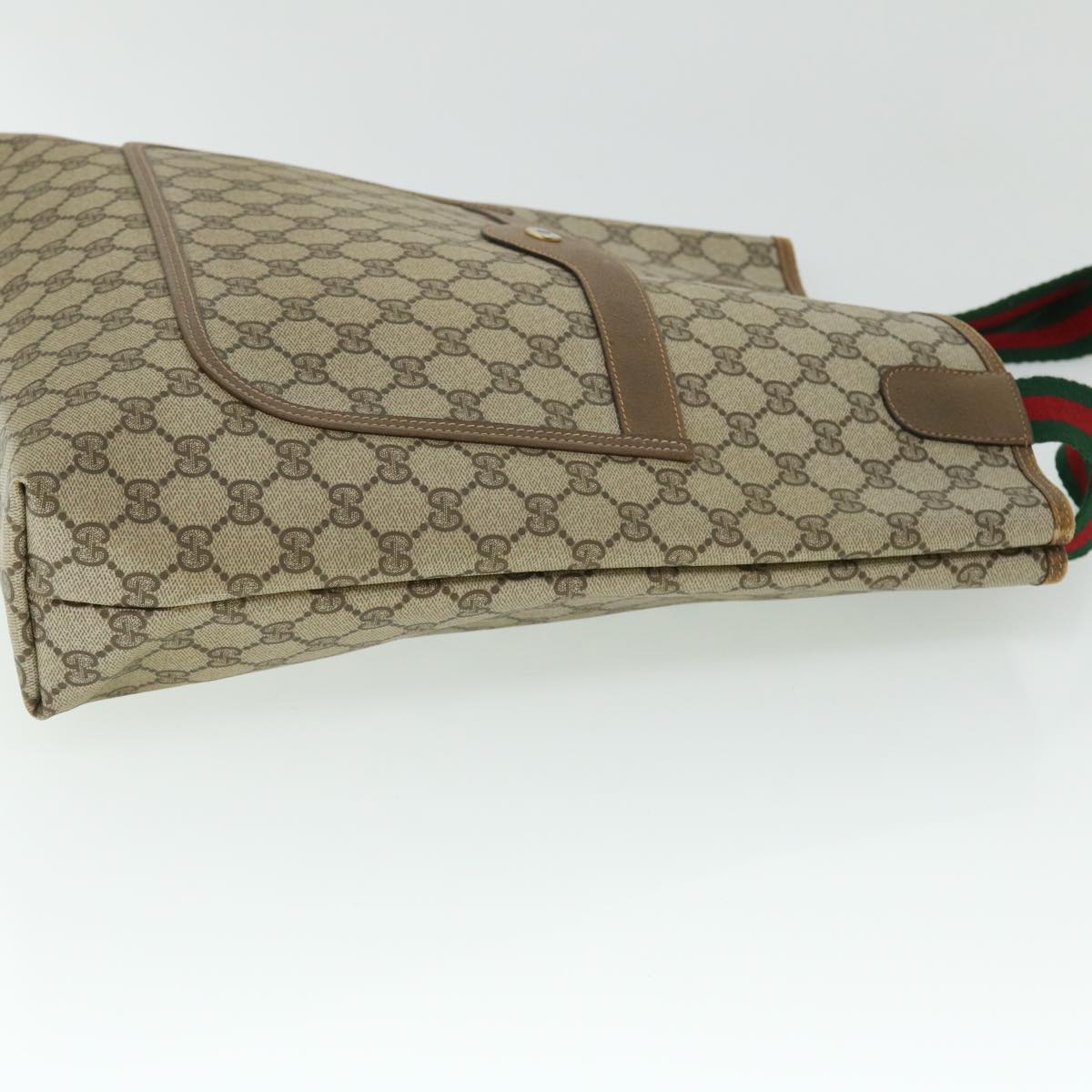 GUCCI GG Canvas Web Sherry Line Tote Bag PVC Leather Beige 39 02 003 ep1555