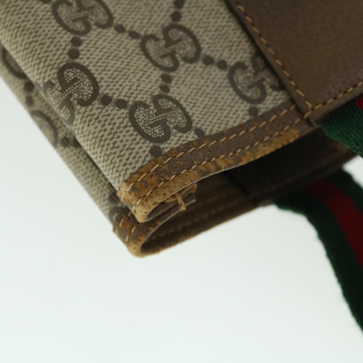 GUCCI GG Canvas Web Sherry Line Tote Bag PVC Leather Beige 39 02 003 ep1555