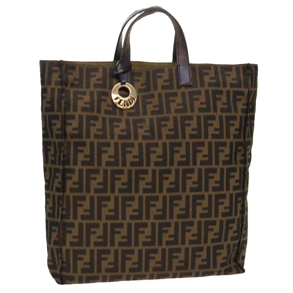 FENDI Zucca Canvas Tote Bag Nylon Brown Black ep1558