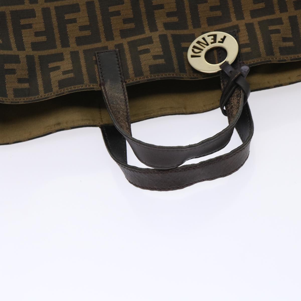 FENDI Zucca Canvas Tote Bag Nylon Brown Black ep1558