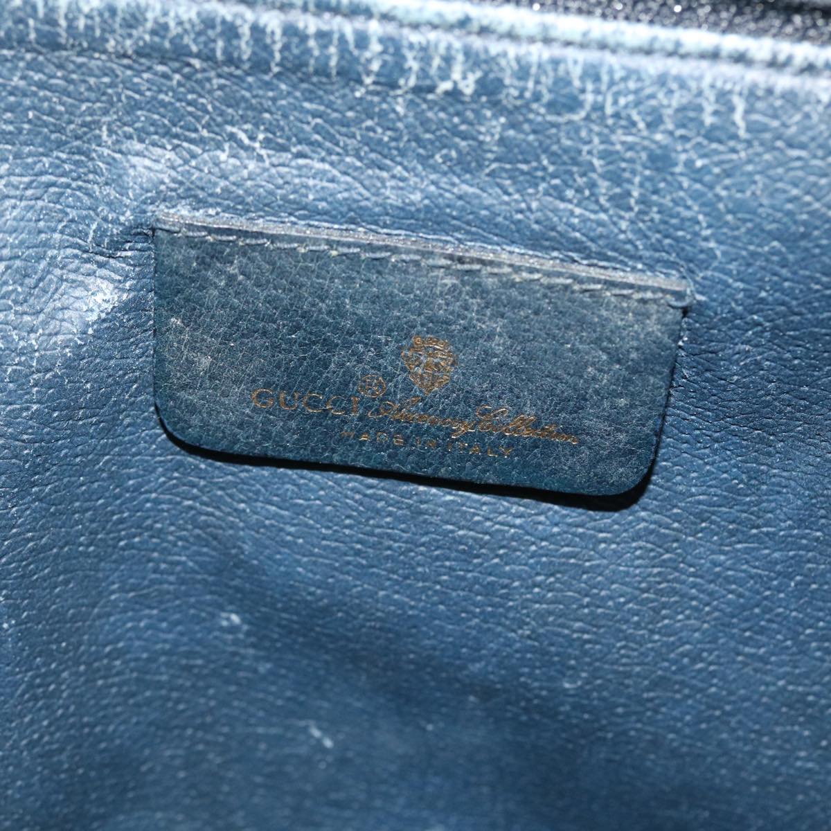 GUCCI GG Canvas Clutch Bag PVC Leather Gray Navy ep1559