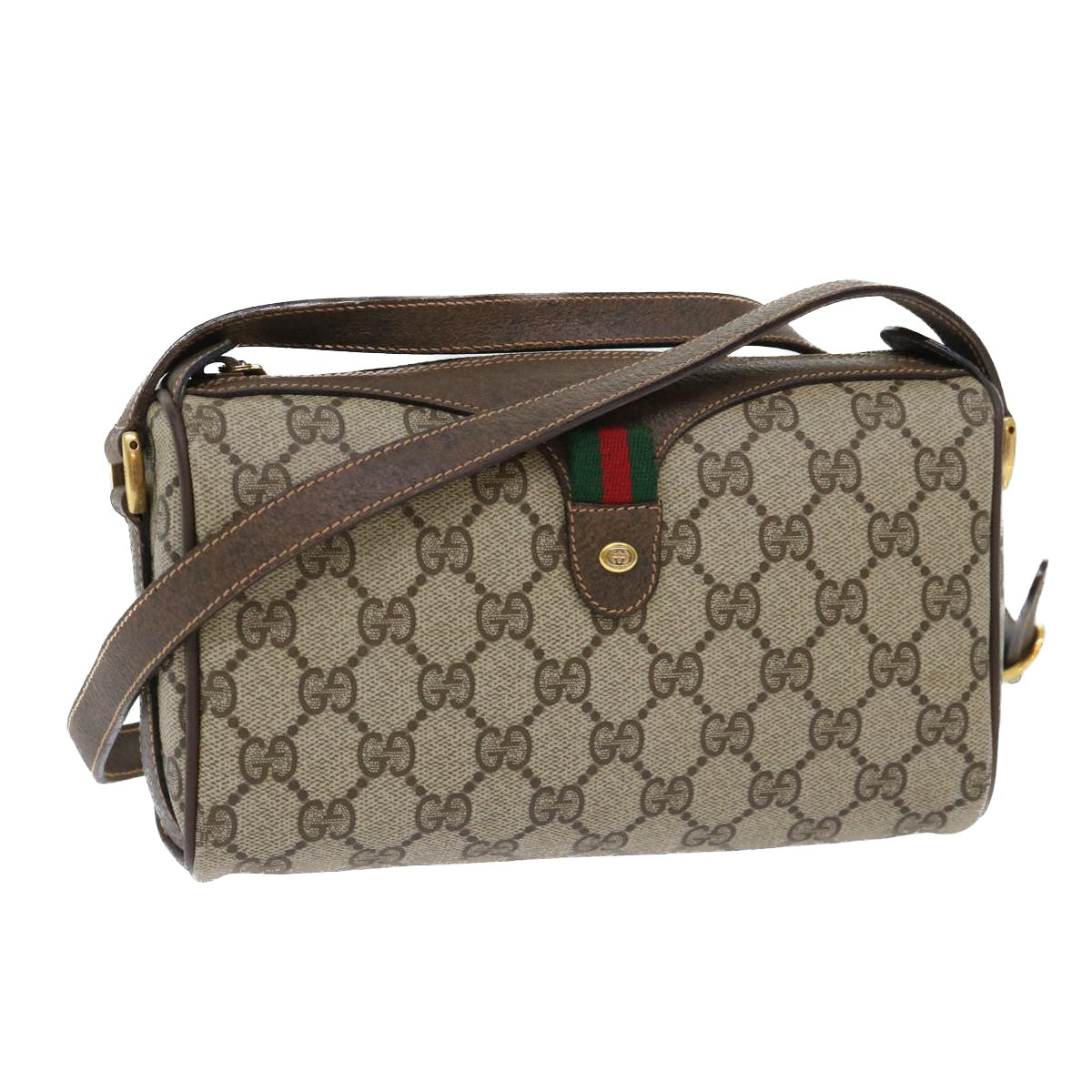 GUCCI GG Canvas Web Sherry Line Shoulder Bag Beige Red 89 02 018 ep1563