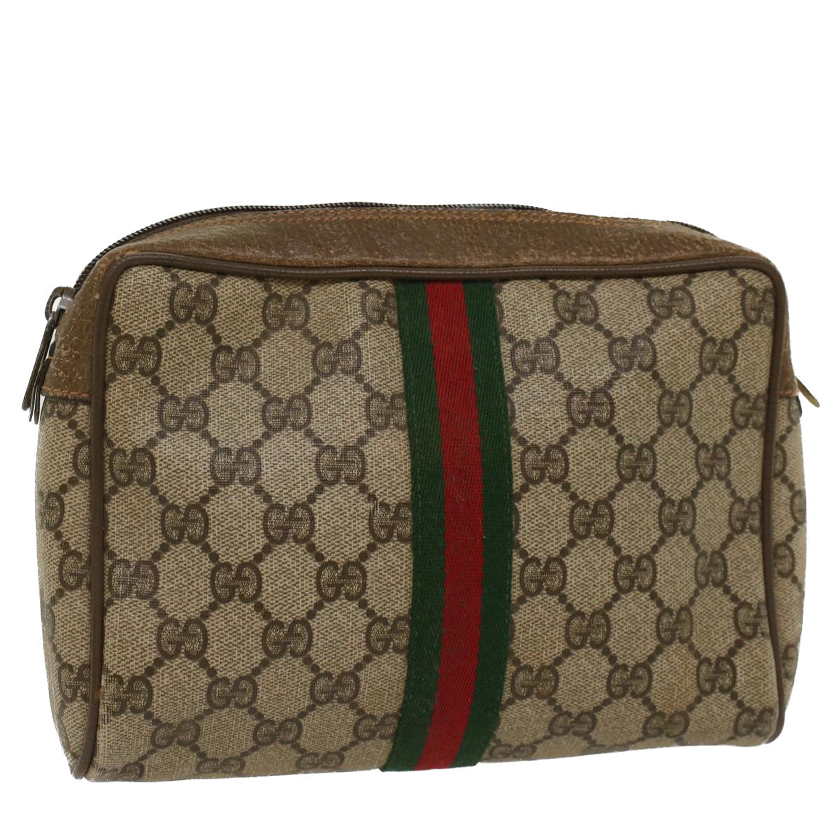 GUCCI GG Canvas Web Sherry Line Clutch Bag Beige Red Green 89 01 012 ep1565
