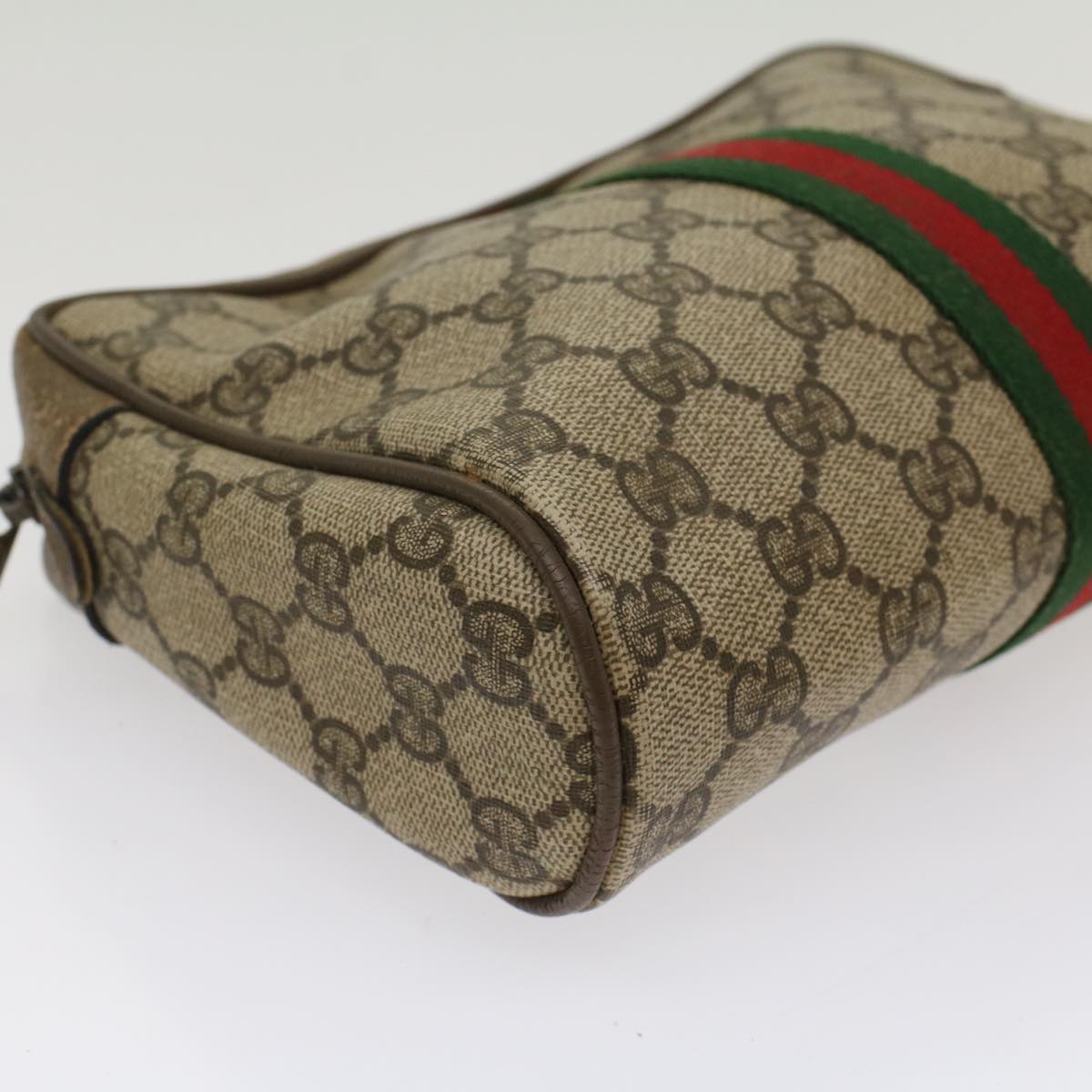 GUCCI GG Canvas Web Sherry Line Clutch Bag Beige Red Green 89 01 012 ep1565