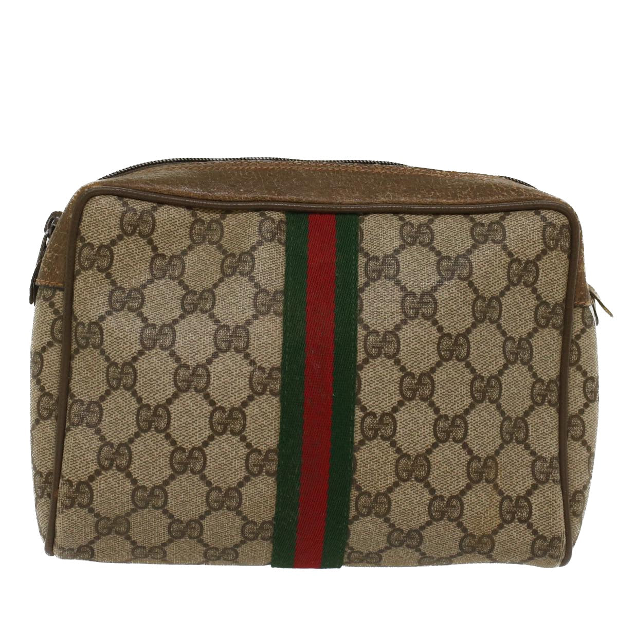 GUCCI GG Canvas Web Sherry Line Clutch Bag Beige Red Green 89 01 012 ep1565