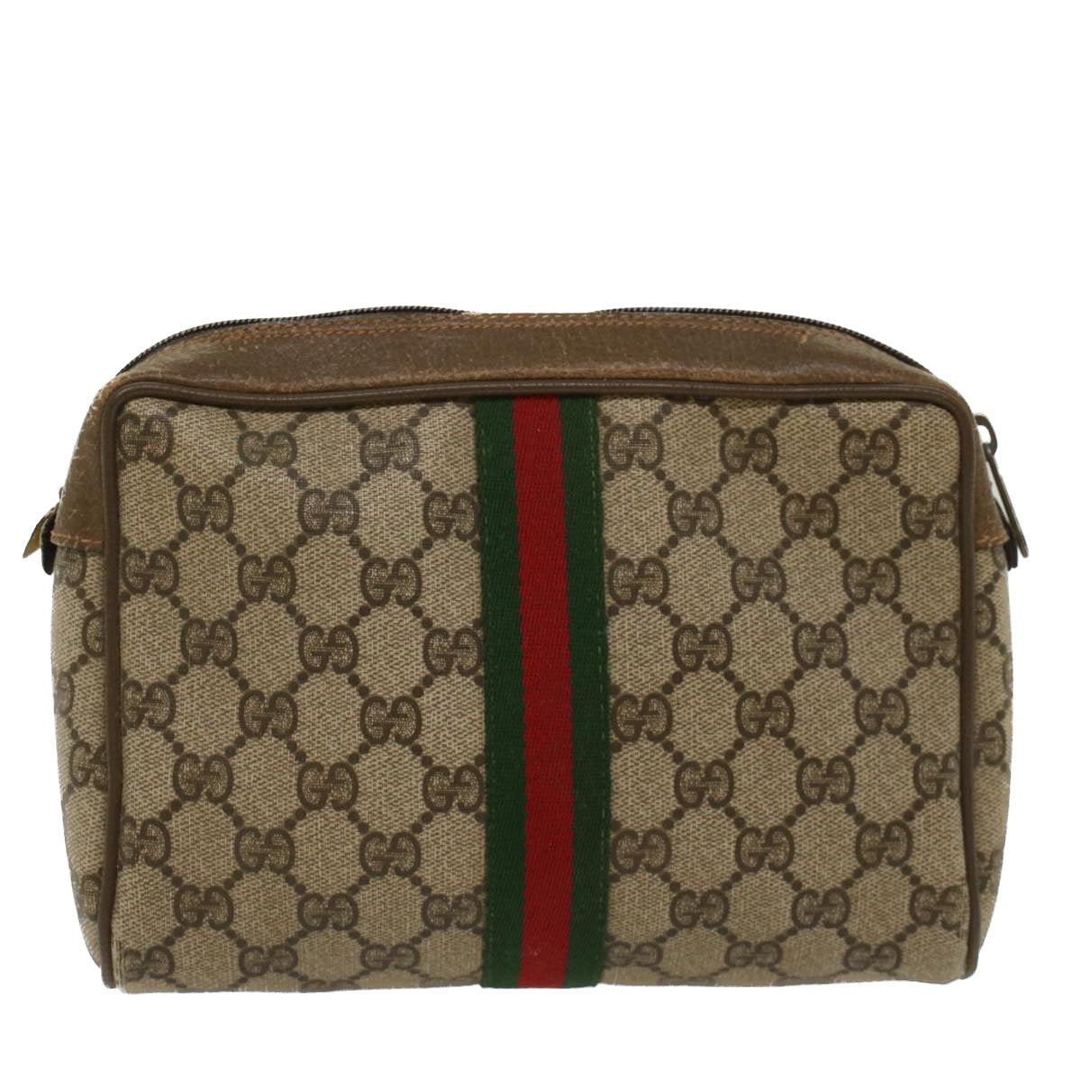 GUCCI GG Canvas Web Sherry Line Clutch Bag Beige Red Green 89 01 012 ep1565
