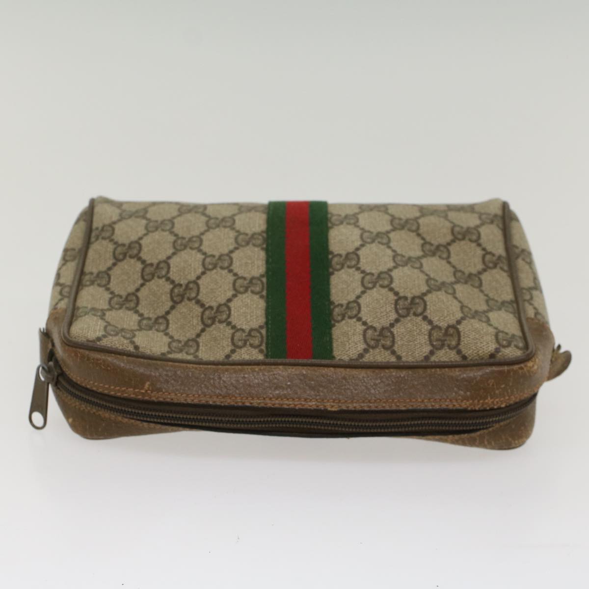 GUCCI GG Canvas Web Sherry Line Clutch Bag Beige Red Green 89 01 012 ep1565