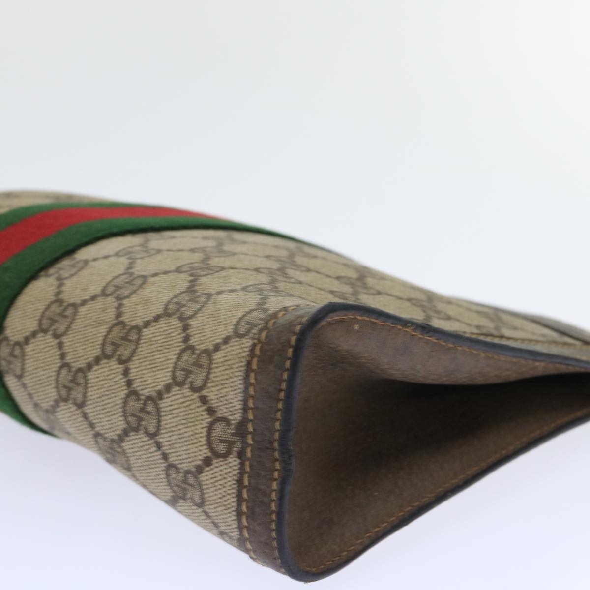 GUCCI GG Canvas Web Sherry Line Clutch Bag Beige Red Green 89 01 002 ep1566