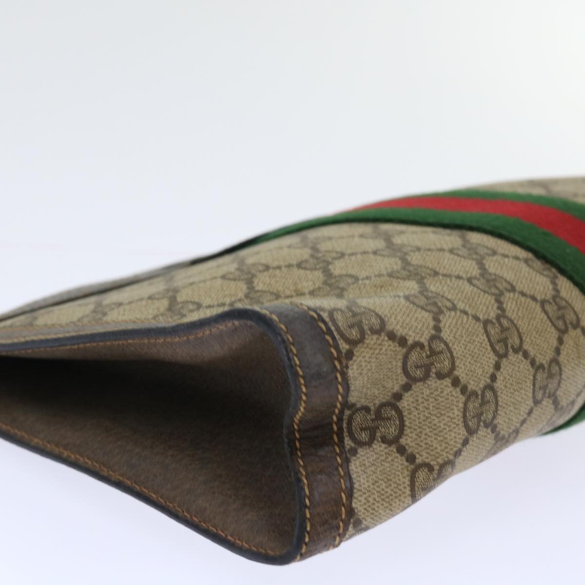 GUCCI GG Canvas Web Sherry Line Clutch Bag Beige Red Green 89 01 002 ep1566