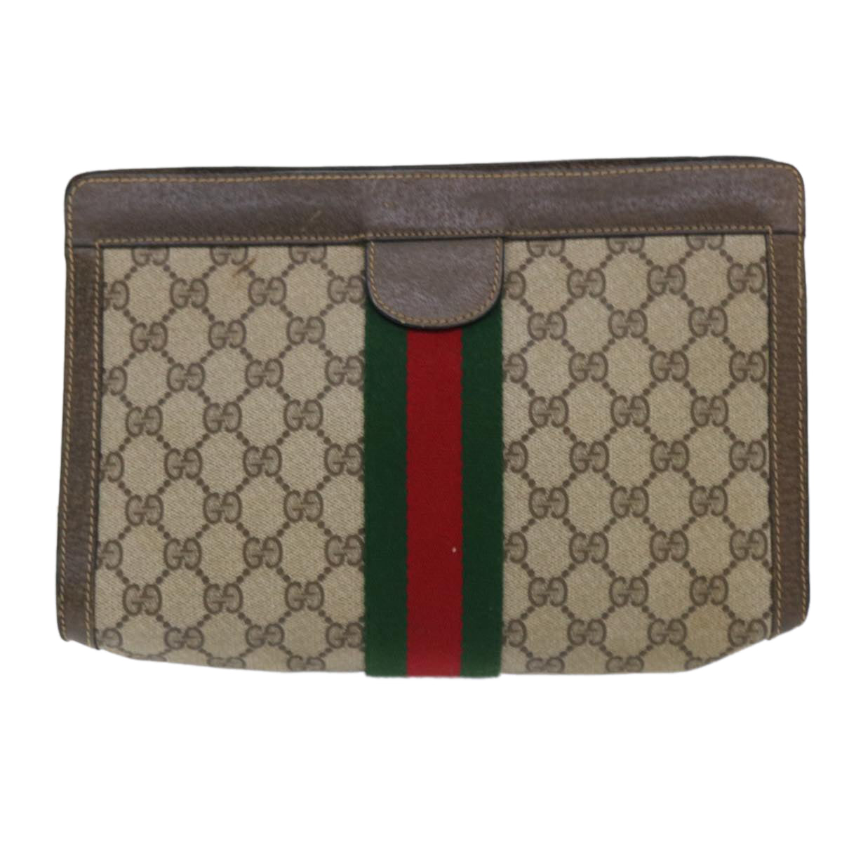 GUCCI GG Canvas Web Sherry Line Clutch Bag Beige Red Green 89 01 002 ep1566