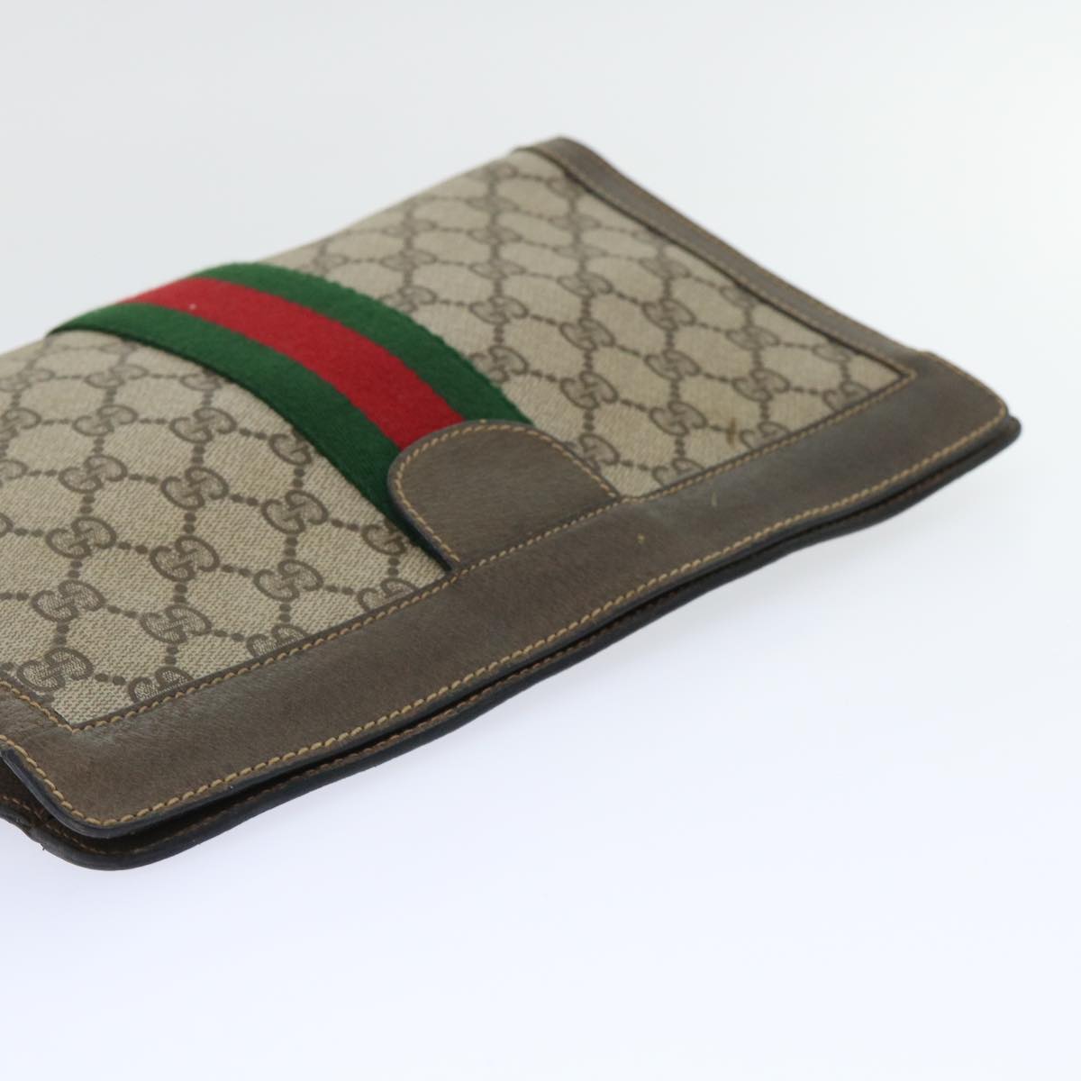 GUCCI GG Canvas Web Sherry Line Clutch Bag Beige Red Green 89 01 002 ep1566