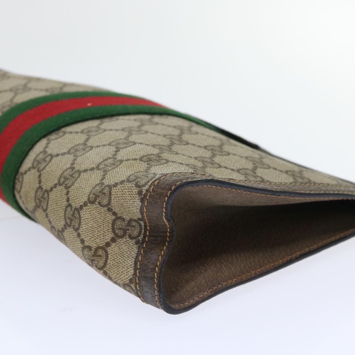 GUCCI GG Canvas Web Sherry Line Clutch Bag Beige Red Green 89 01 002 ep1566