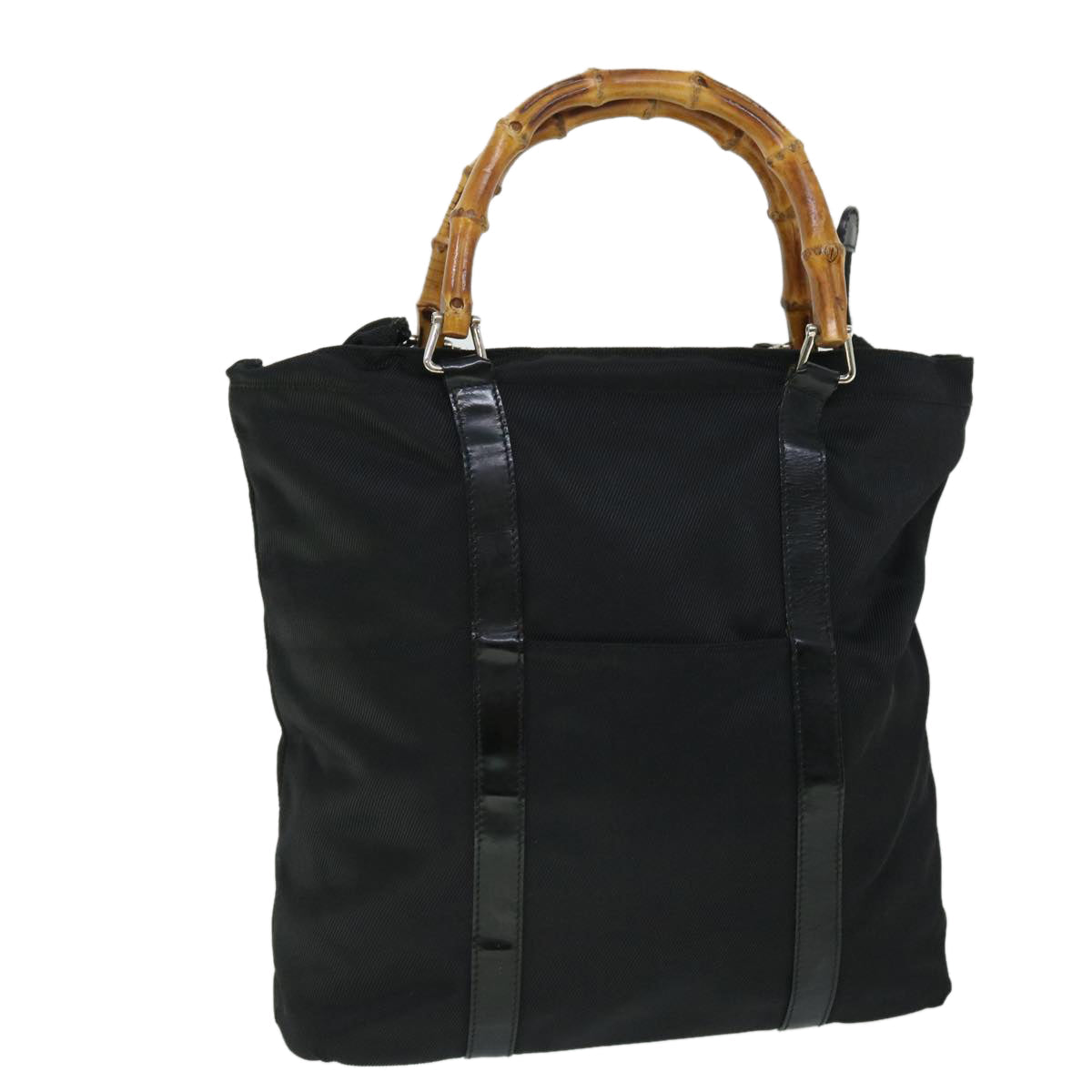 GUCCI Bamboo Hand Bag Nylon Black ep1568