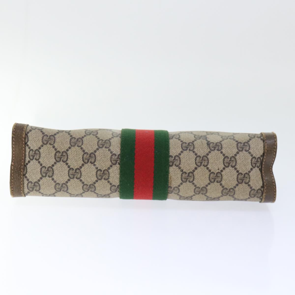 GUCCI GG Canvas Web Sherry Line Clutch Bag PVC Leather Beige Red ep1571