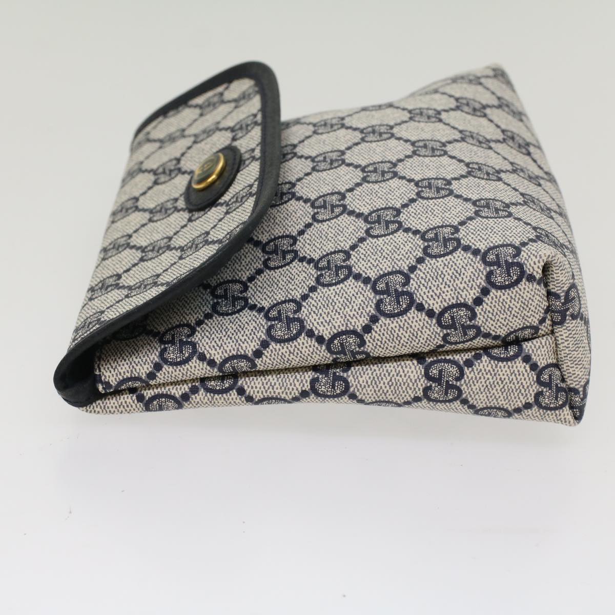 GUCCI GG Canvas Pouch PVC Leather Gray Navy 010 378 ep1572