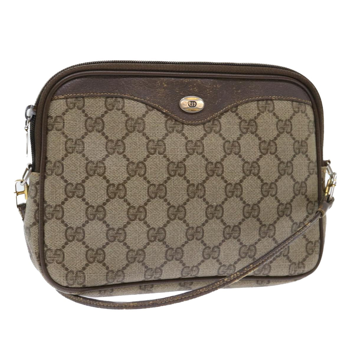 GUCCI GG Canvas Shoulder Bag PVC Leather Beige 97 02 068 ep1573