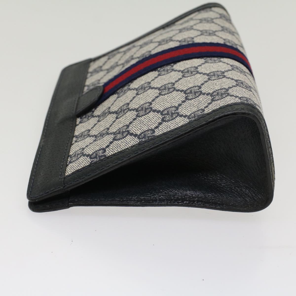 GUCCI GG Canvas Sherry Line Clutch Bag Gray Red Navy 04 014 2125 23 ep1574