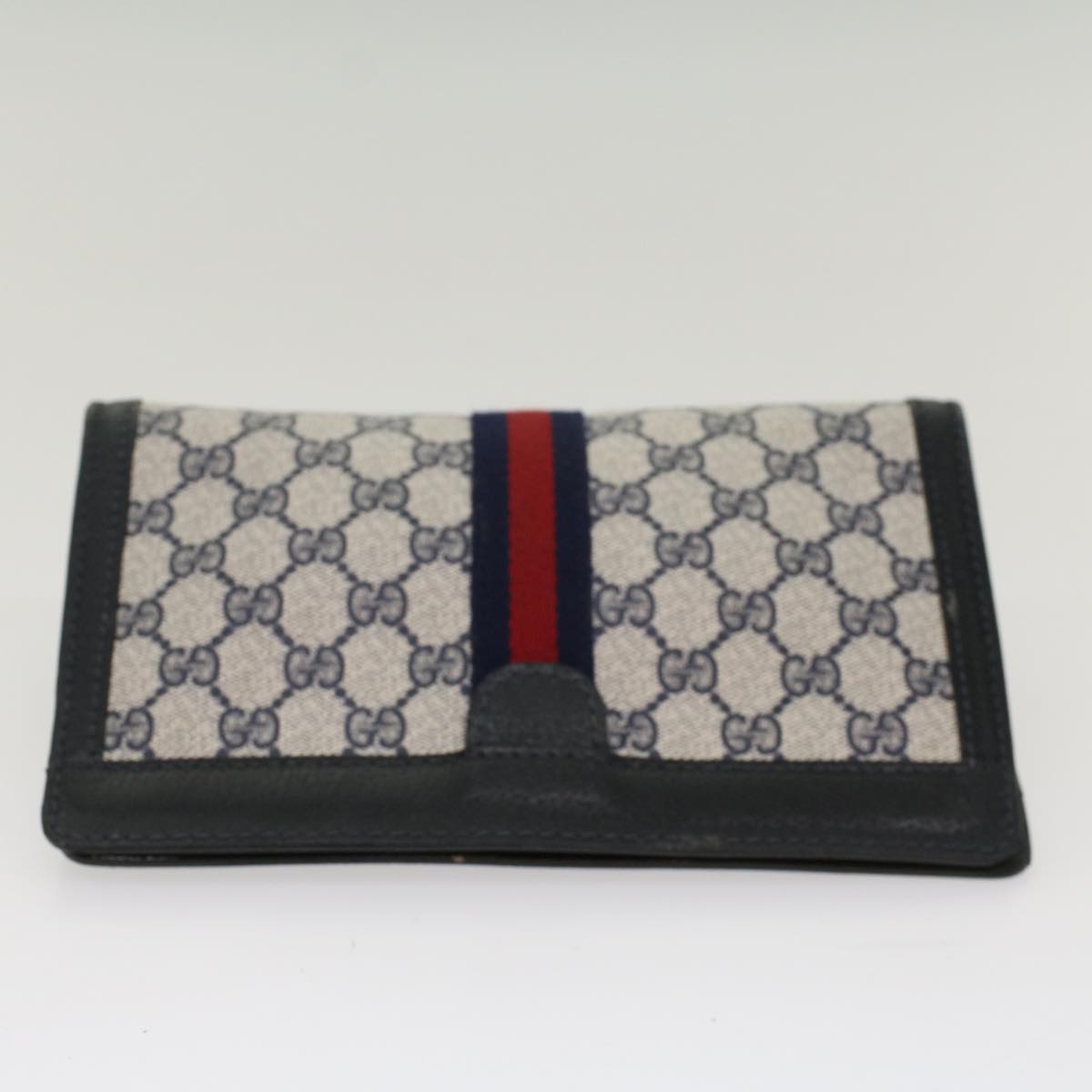 GUCCI GG Canvas Sherry Line Clutch Bag Gray Red Navy 04 014 2125 23 ep1574