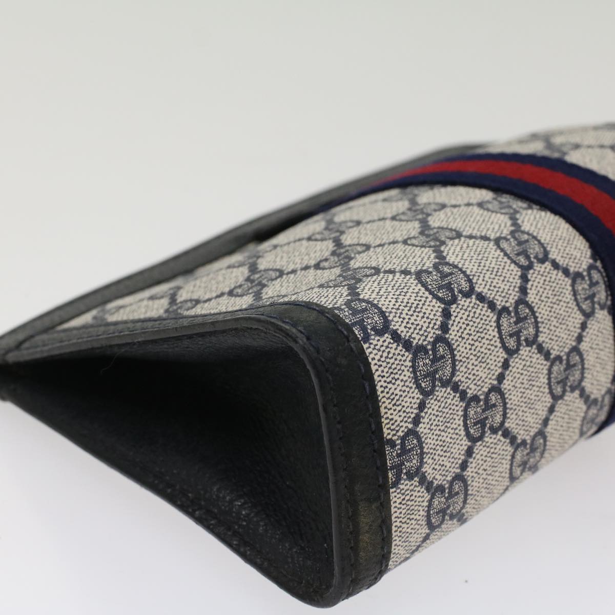 GUCCI GG Canvas Sherry Line Clutch Bag Gray Red Navy 04 014 2125 23 ep1574