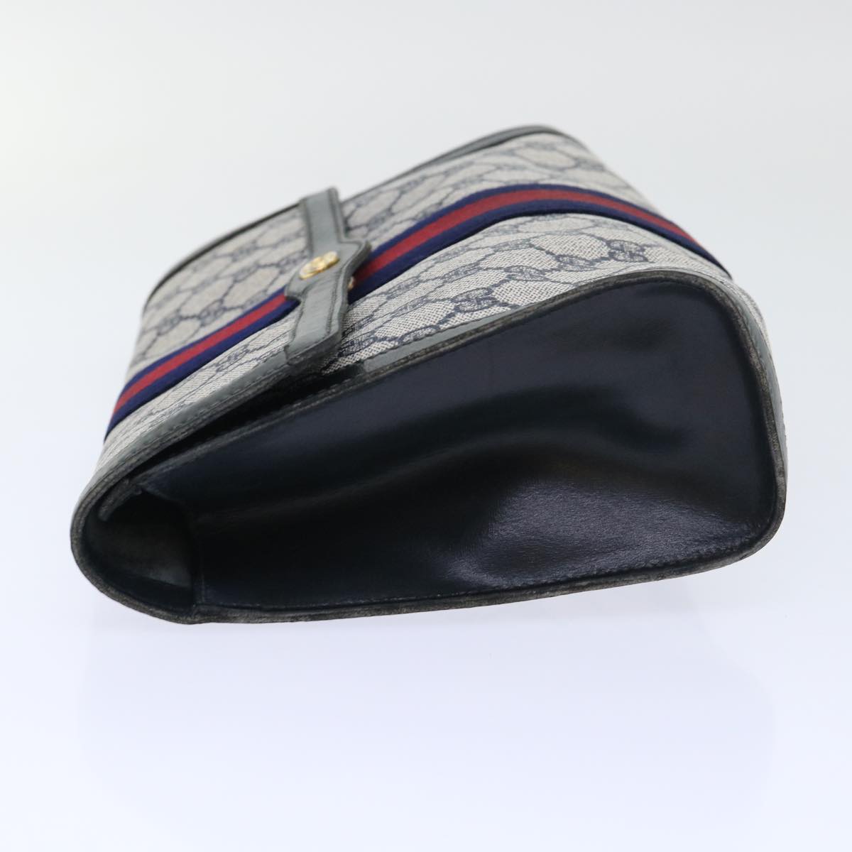 GUCCI GG Canvas Sherry Line Clutch Bag Gray Red Navy 07 014 3087 ep1579