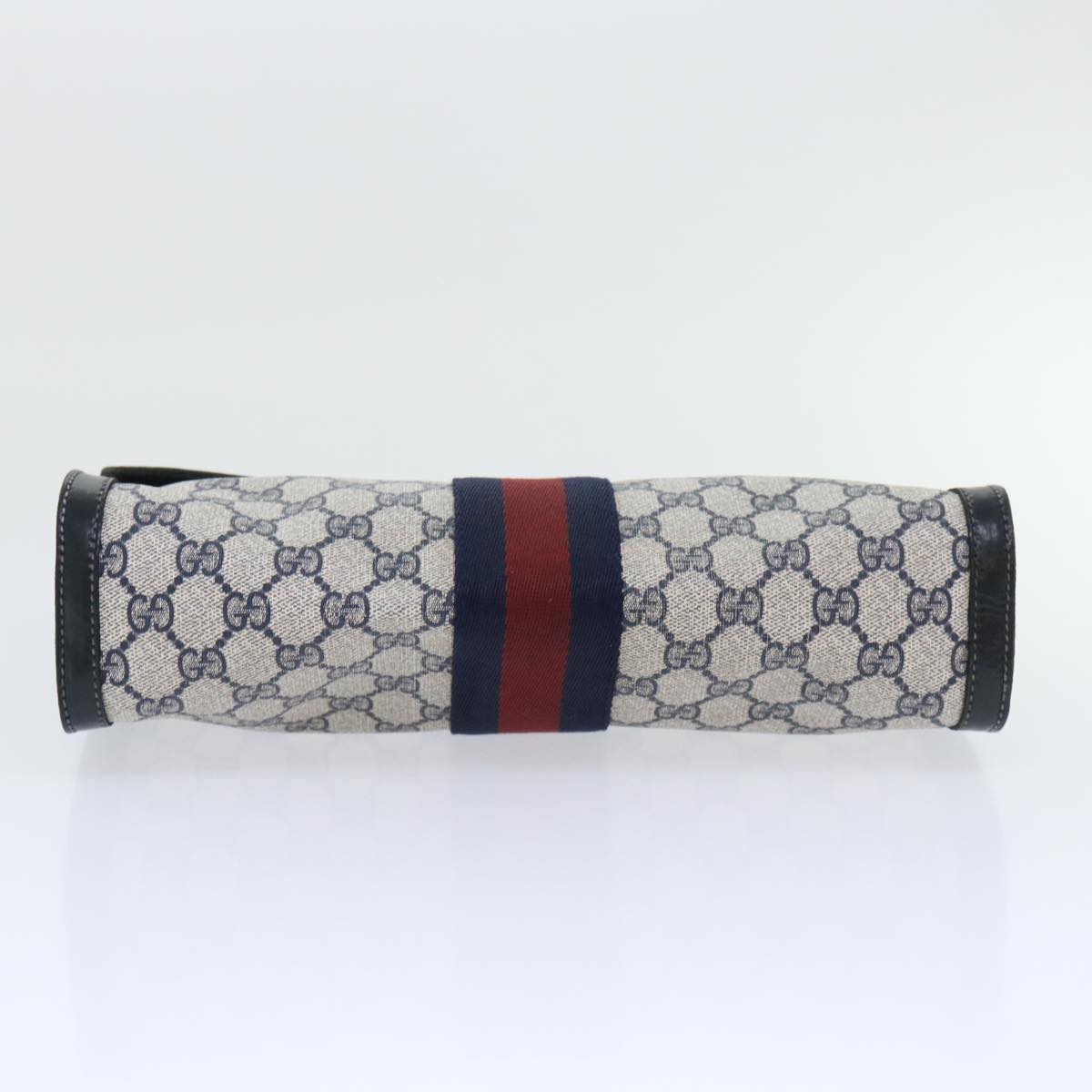 GUCCI GG Canvas Sherry Line Clutch Bag Gray Red Navy 07 014 3087 ep1579