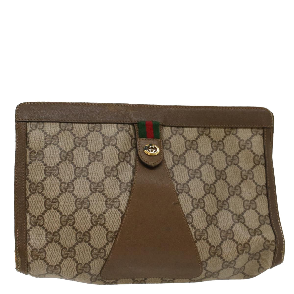 GUCCI GG Canvas Web Sherry Line Clutch Bag Beige Red Green 89 01 033 ep1581