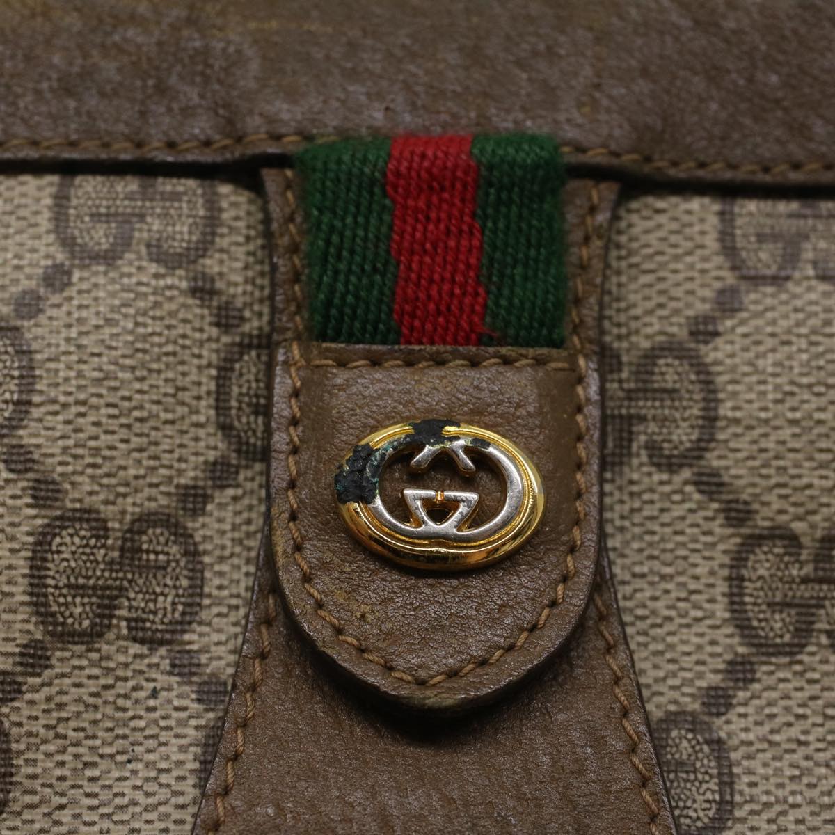 GUCCI GG Canvas Web Sherry Line Clutch Bag Beige Red Green 89 01 033 ep1581