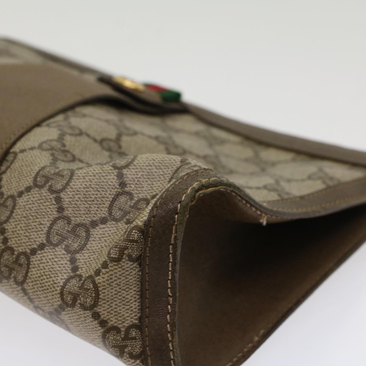 GUCCI GG Canvas Web Sherry Line Clutch Bag Beige Red Green 89 01 033 ep1581