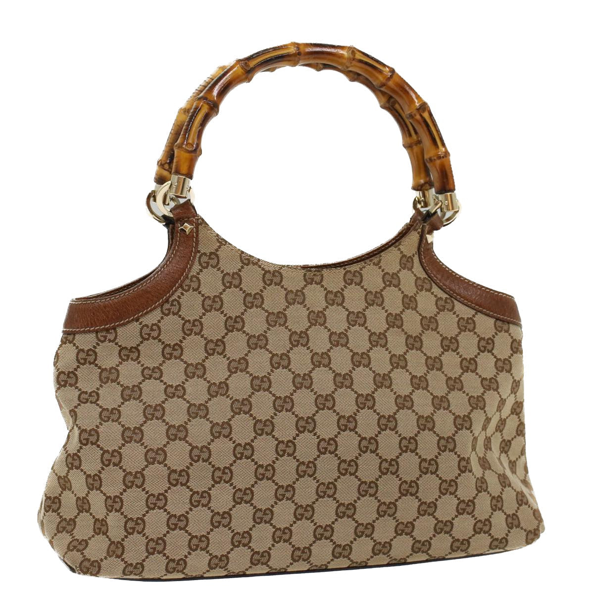 GUCCI GG Canvas Bamboo Hand Bag Beige 137395 ep1585