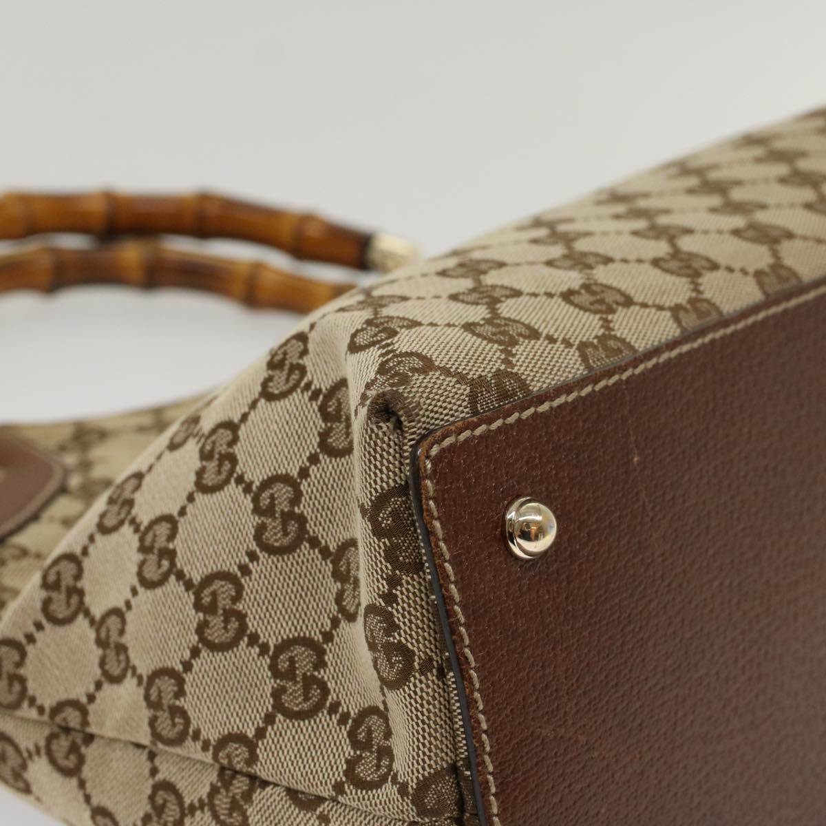 GUCCI GG Canvas Bamboo Hand Bag Beige 137395 ep1585