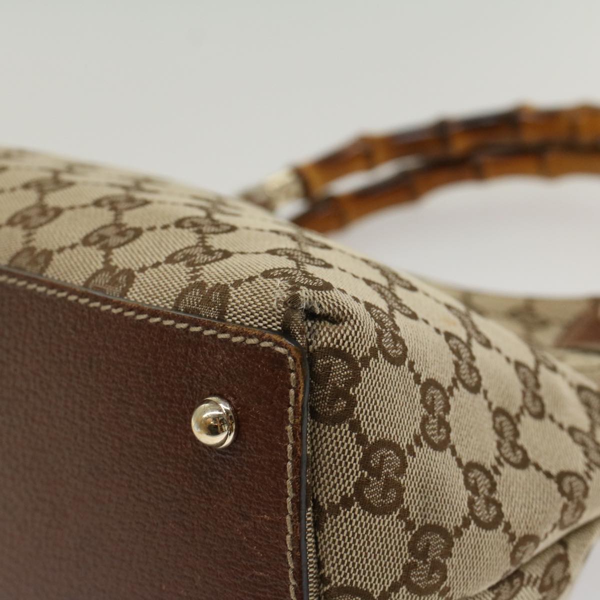 GUCCI GG Canvas Bamboo Hand Bag Beige 137395 ep1585