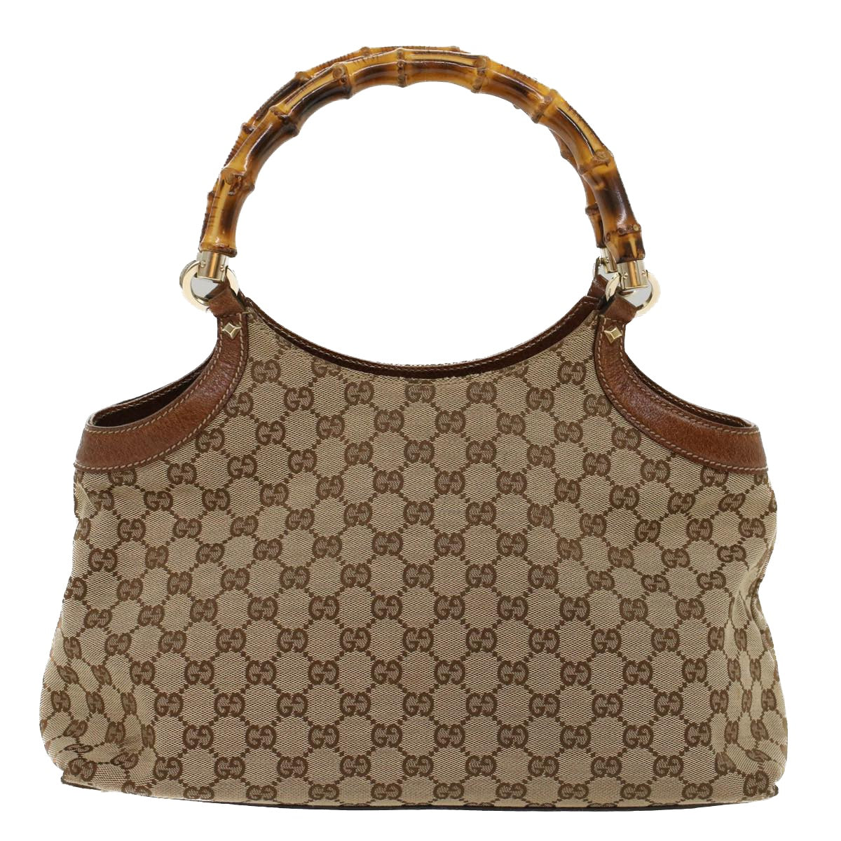 GUCCI GG Canvas Bamboo Hand Bag Beige 137395 ep1585