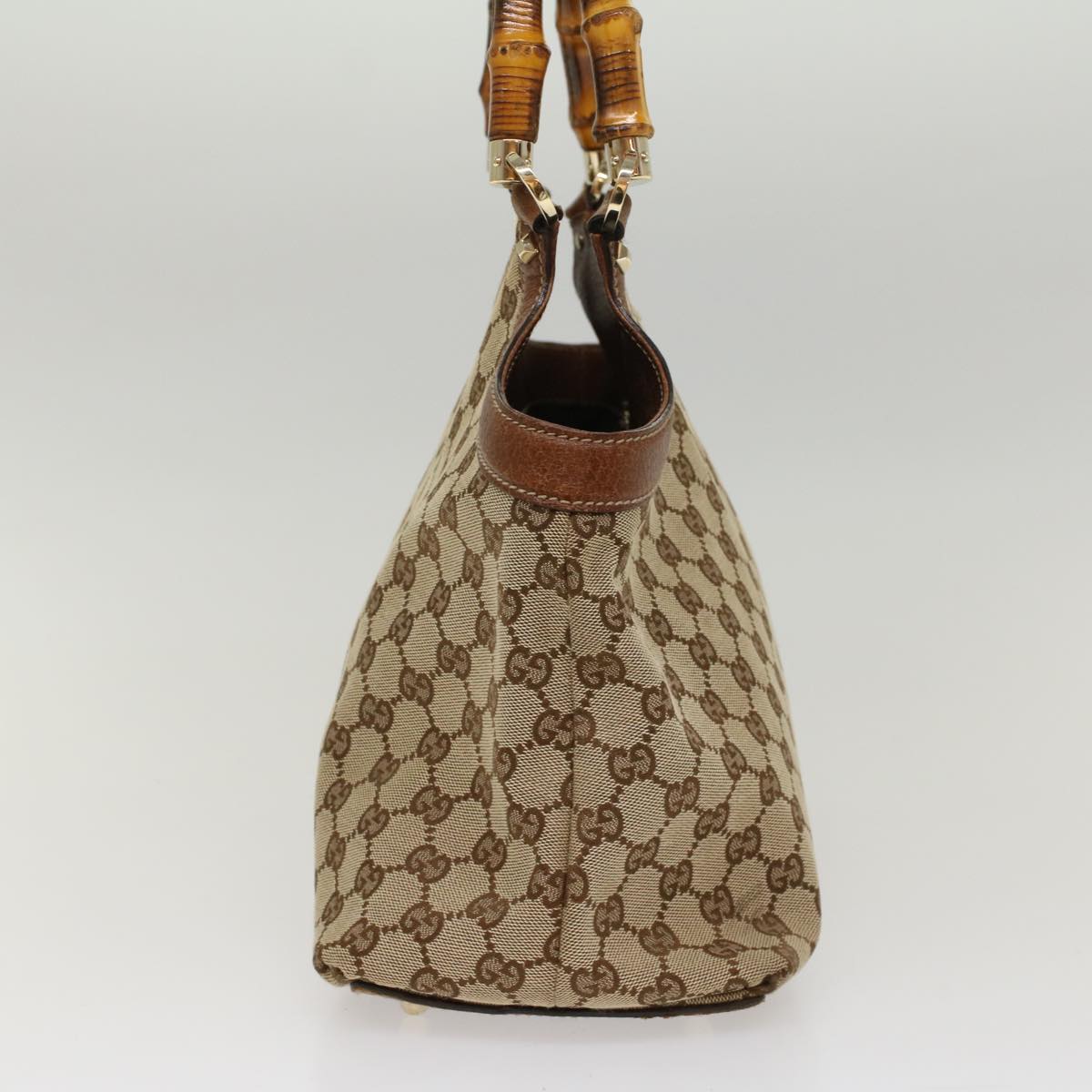GUCCI GG Canvas Bamboo Hand Bag Beige 137395 ep1585