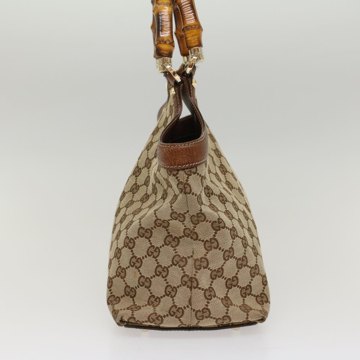 GUCCI GG Canvas Bamboo Hand Bag Beige 137395 ep1585
