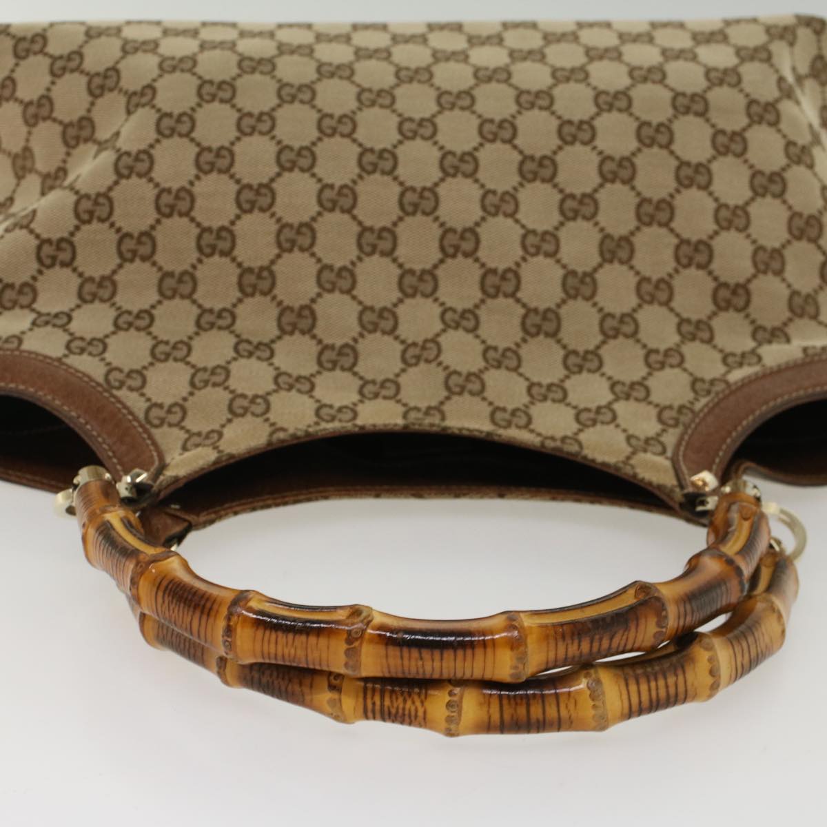 GUCCI GG Canvas Bamboo Hand Bag Beige 137395 ep1585