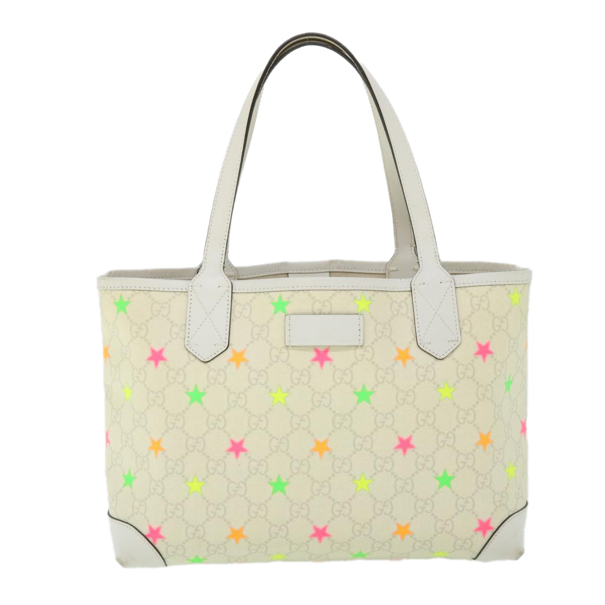 GUCCI GG Canvas Star Tote Bag PVC Leather White 309499 ep1600