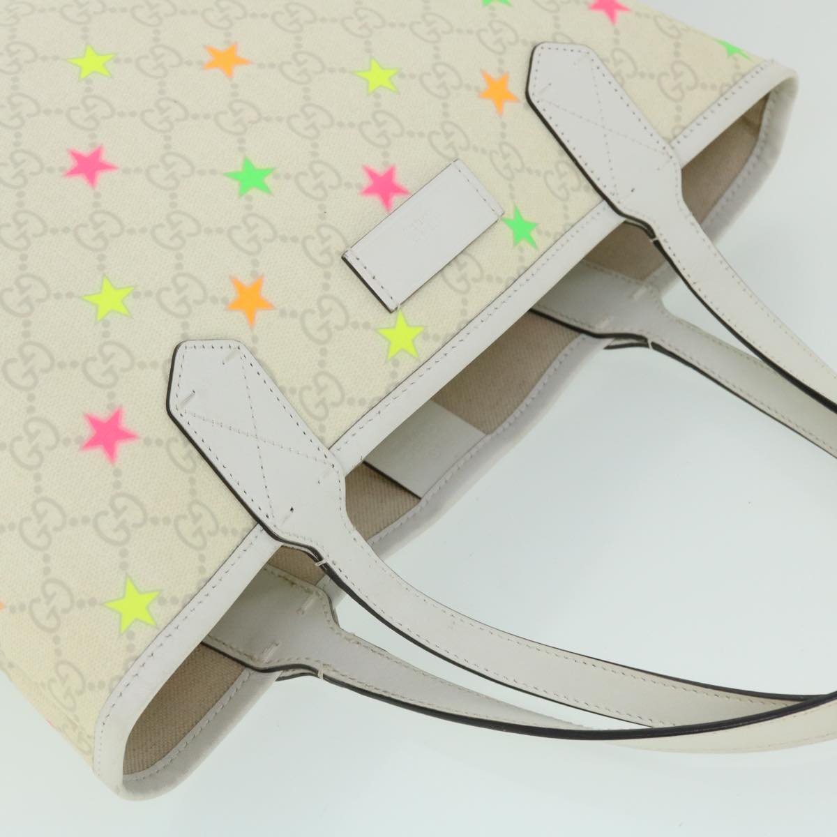 GUCCI GG Canvas Star Tote Bag PVC Leather White 309499 ep1600