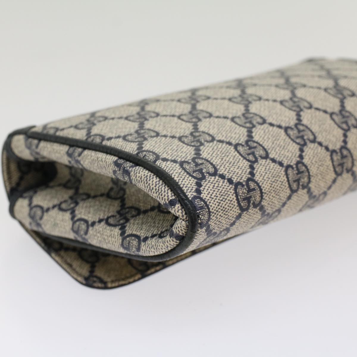 GUCCI GG Canvas Pouch PVC Leather Gray Navy ep1605