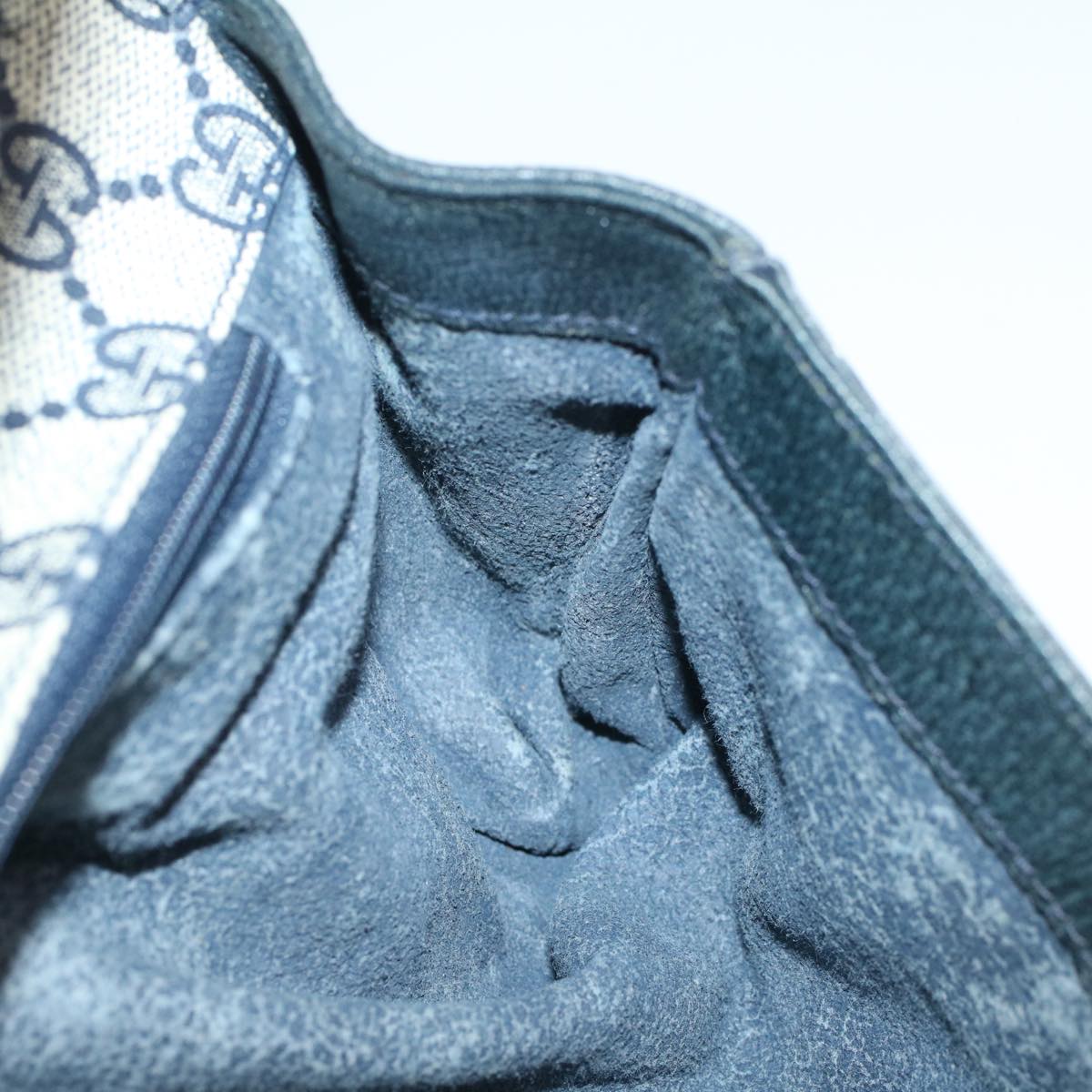GUCCI GG Canvas Pouch PVC Leather Gray Navy ep1605